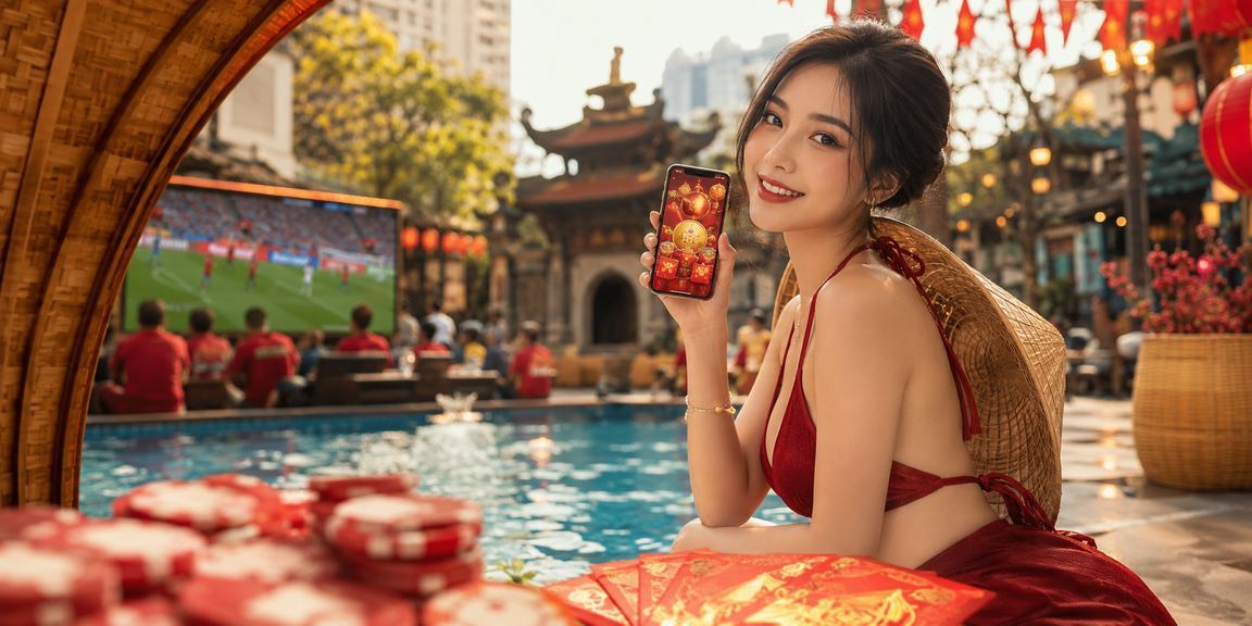 Người phụ nữ Hà Nội đội nón lá nhận thưởng phong bì đỏ trên nền tảng trực tuyến