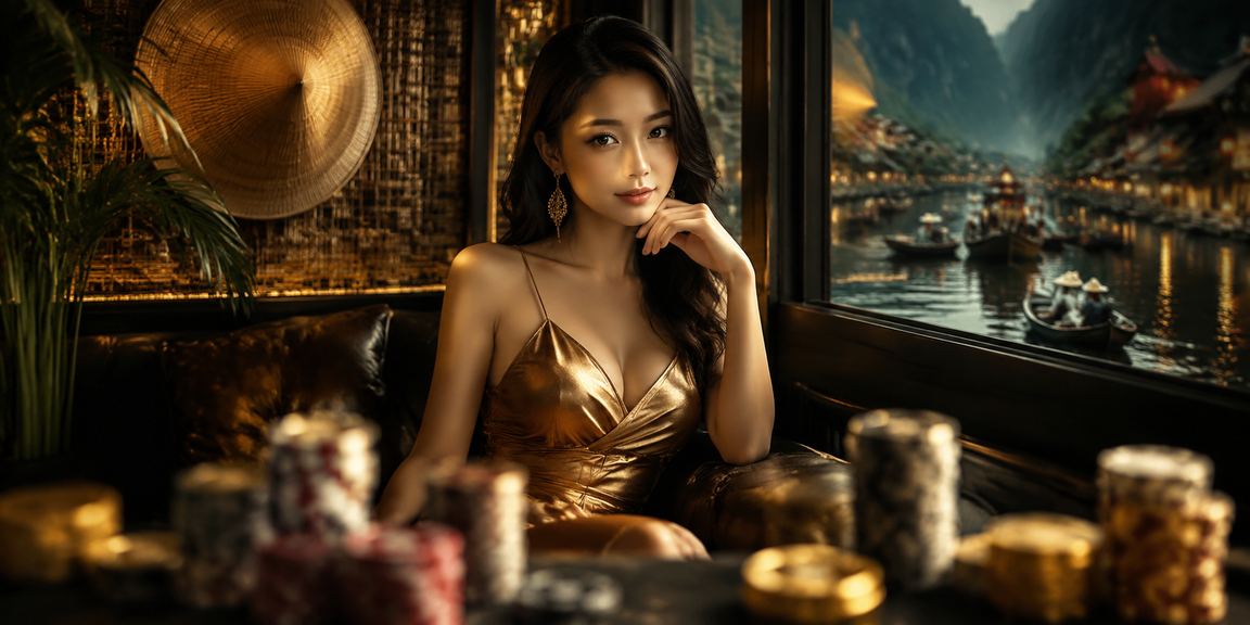 Cảnh đặt cược tại không gian casino phong cách Ninh Bình với nón lá truyền thống